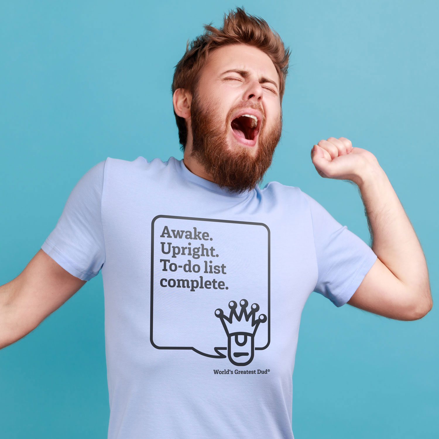 Dad tshirt guy yawning